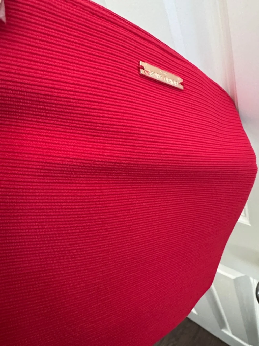 Giorgio Armani Red Wristlet Clutch with Gold Accent
